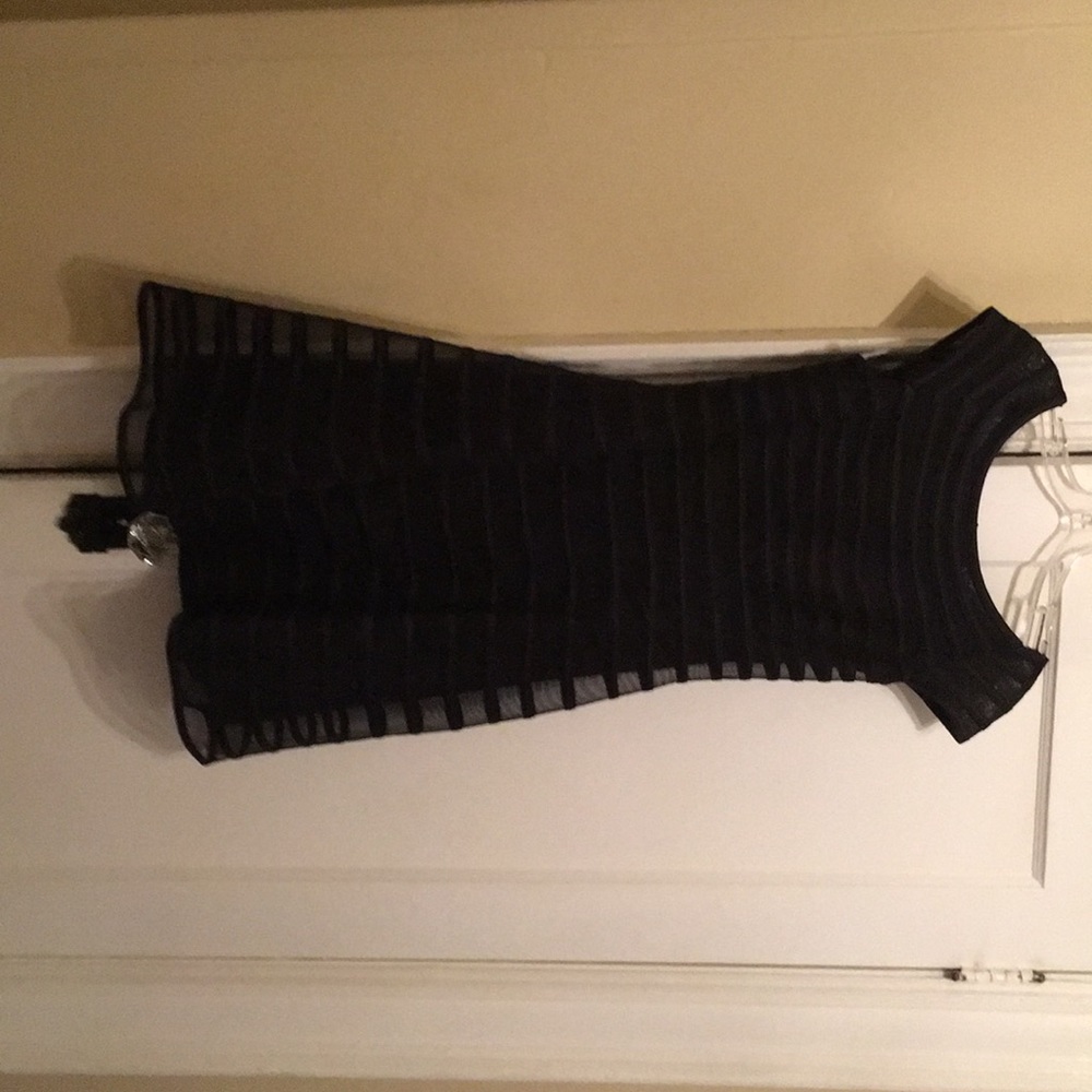 Black party dress sheer overlay